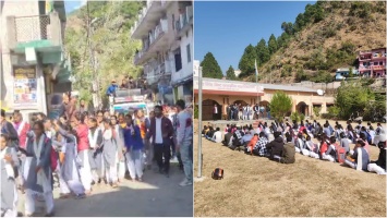 लंबगाँव में निर्विरोध चुनाव होने के बाद छात्रों द्वारा निकाला  गया विजय जुलूस।
