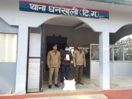 घनसाली थाना पुलिस ने अवैध अंग्रेजी शराब के साथ एक शख़्स को किया गिरफ्तार।