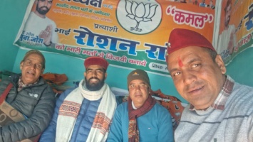 नगर पंचायत अध्यक्ष प्रत्याशी रोशन रांगड़ के पक्ष में भाजपाइयों ने किया प्रचार।